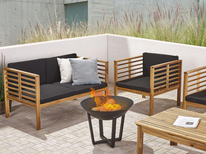 Braséro de jardin rond en acier noir Meublita