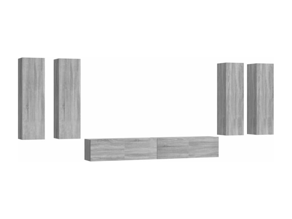 Ensemble de meubles TV 6 pièces Doucezen gris Bois d'ingénierie