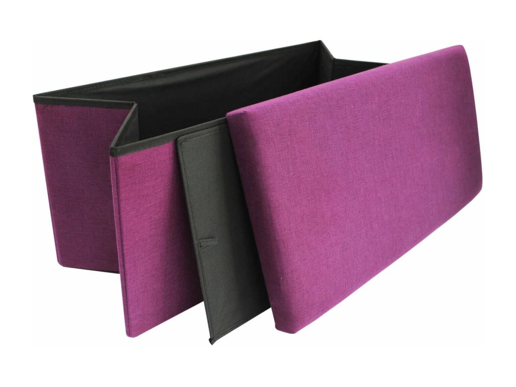 Doucezen Pouf Repose-Pieds Rangement Violet Coton 38x76x38