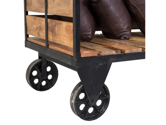 Banc en bois et métal marron 160x61x92h