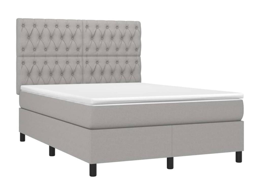 Sommier tapissier et matelas et LED Gris clair 140x200 cm Tissu