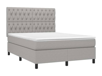 Sommier tapissier et matelas et LED Gris clair 140x200 cm Tissu