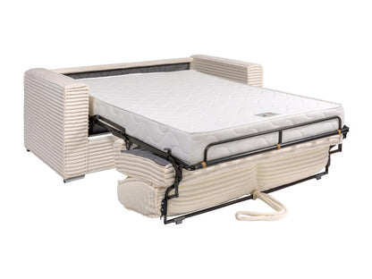 Canapé 3 places convertible express en velours c?telé grosses côtes gris clair - Couchage 140 cm - Matelas 18cm Doucezen