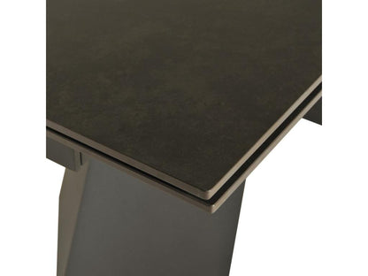Table à manger extensible en pierre PALACIO 160x90cm 2 allonges de 40cm - 10 personnes / Anthracite