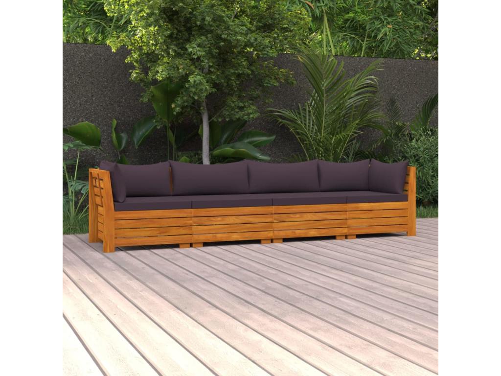 Canapé de jardin 4 places avec coussins Bois d'Meublita massif 2