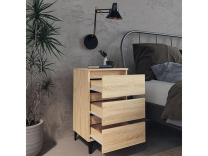 Table de chevet avec pieds en métal chêne Vertchez 40x35x69 cm