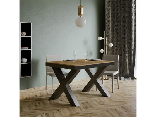 Table extensible 90x120/380 cm Meublita Evolution Chêne Nature cadre Anthracite