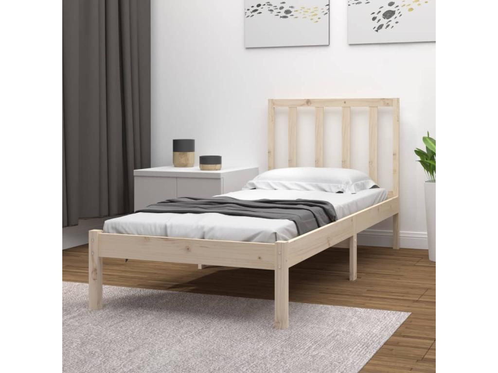 Cadre de lit sans matelas 75x190 cm bois de pin massif