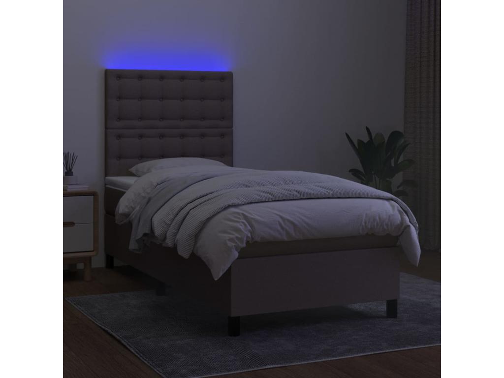 Sommier tapissier avec matelas et LED Vertchez 100x200 cm Tissu
