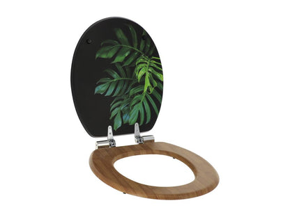 Abattant WC en Bois avec frein de goulotte et Meublita de fixation déco Green Addict