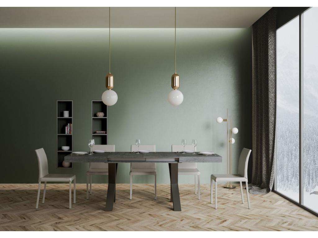 Table extensible 90x120/224 cm Doucezen Ciment cadre Anthracite