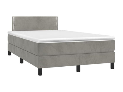 Sommier tapissier matelas et LED Gris clair 120x200 cm Velours