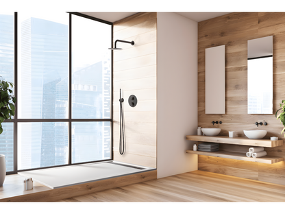 Receveur de douche 70x155 cm avec grille latérale Meublita Slim gris Ral 7037 en résine synthétique et poudre de marbre avec drain