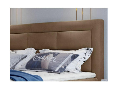 Lit continental velours marron clair Meublita-Couche 160x200 cm