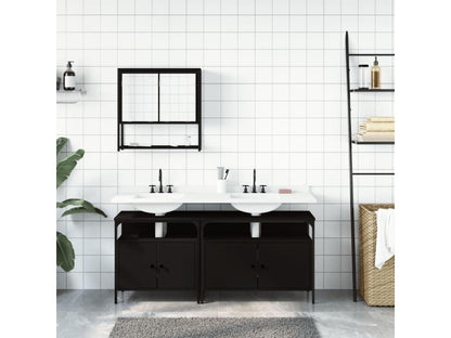 Ensemble de meubles salle de bain 3 pcs noir bois d'ingénierie