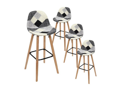 Doucezen - Lot de 4 Tabourets Scandinaves Noirs et Blancs