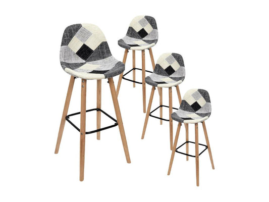 Doucezen - Lot de 4 Tabourets Scandinaves Noirs et Blancs