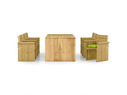 Ensemble à manger de jardin 7 pcs avec coussins pin imprégnés
