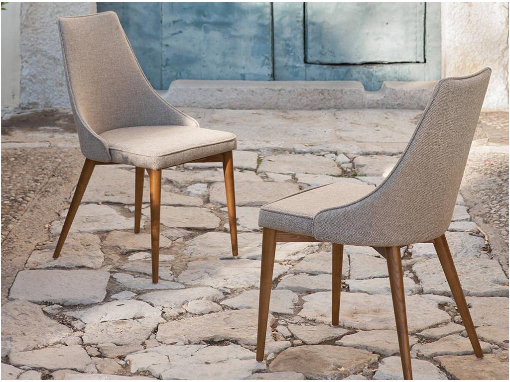 Chaise bois de frêne couleur noyer et tissu Doucezen - Lot de 2-Couleur Doucezen 53