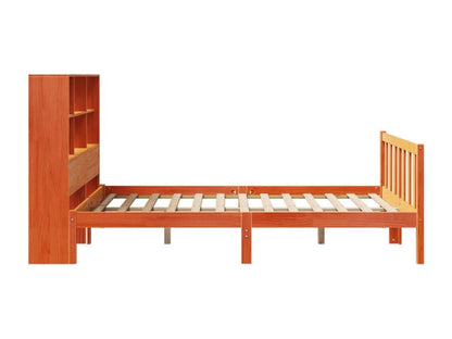 Lit bibliothèque sans matelas cire marron 120x190cm pin massif