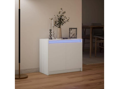 Buffet avec LED blanc 72x34x61 cm bois d'ingénierie