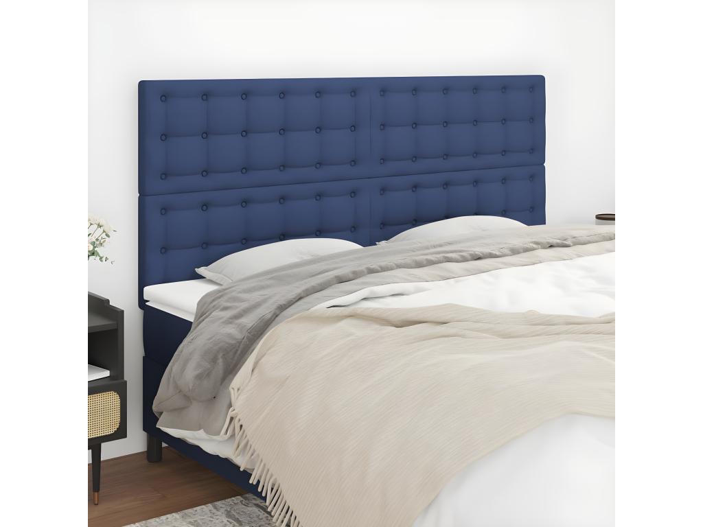 Têtes de lit 4 pièces Bleu 90x5x78/88 cm Tissu