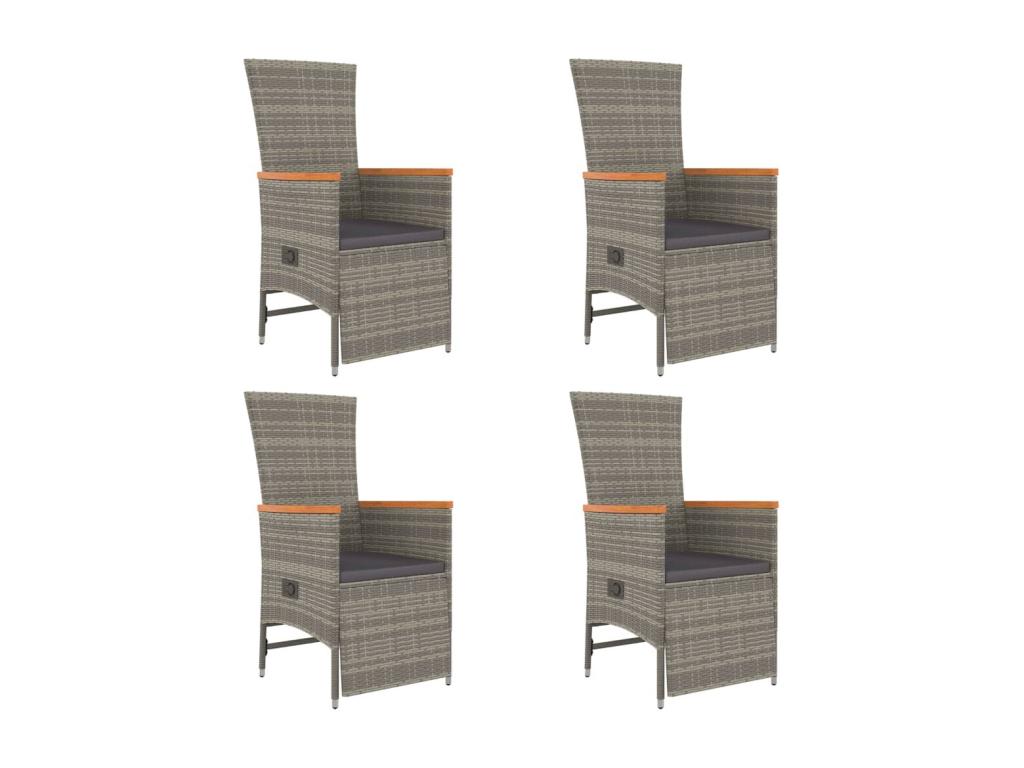 Ensemble à manger de jardin 5 pcs coussins gris résine tressée