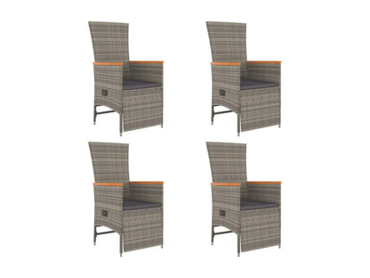 Ensemble à manger de jardin 5 pcs coussins gris résine tressée