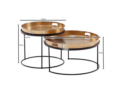 Table d'appoint Lot de 2 Table Basse de Salon Métal Orientale Aluminium