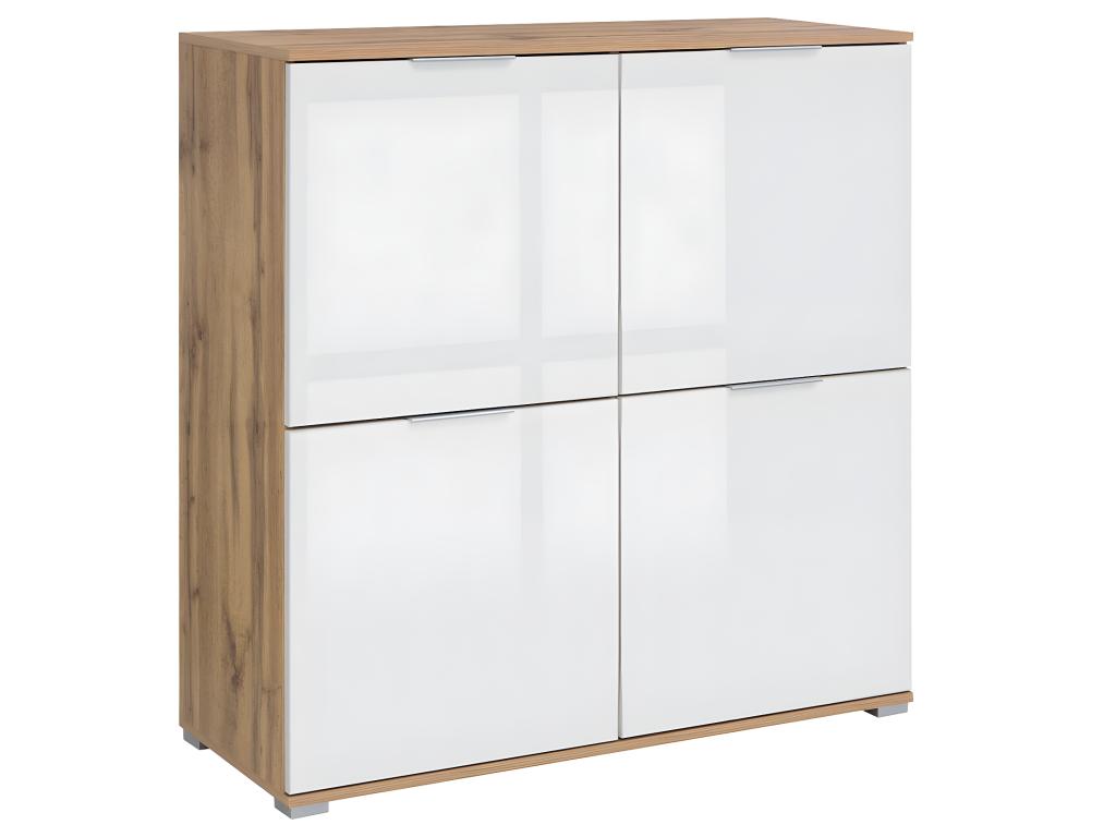 Buffet 4 portes Meublita Blanc et Bois
