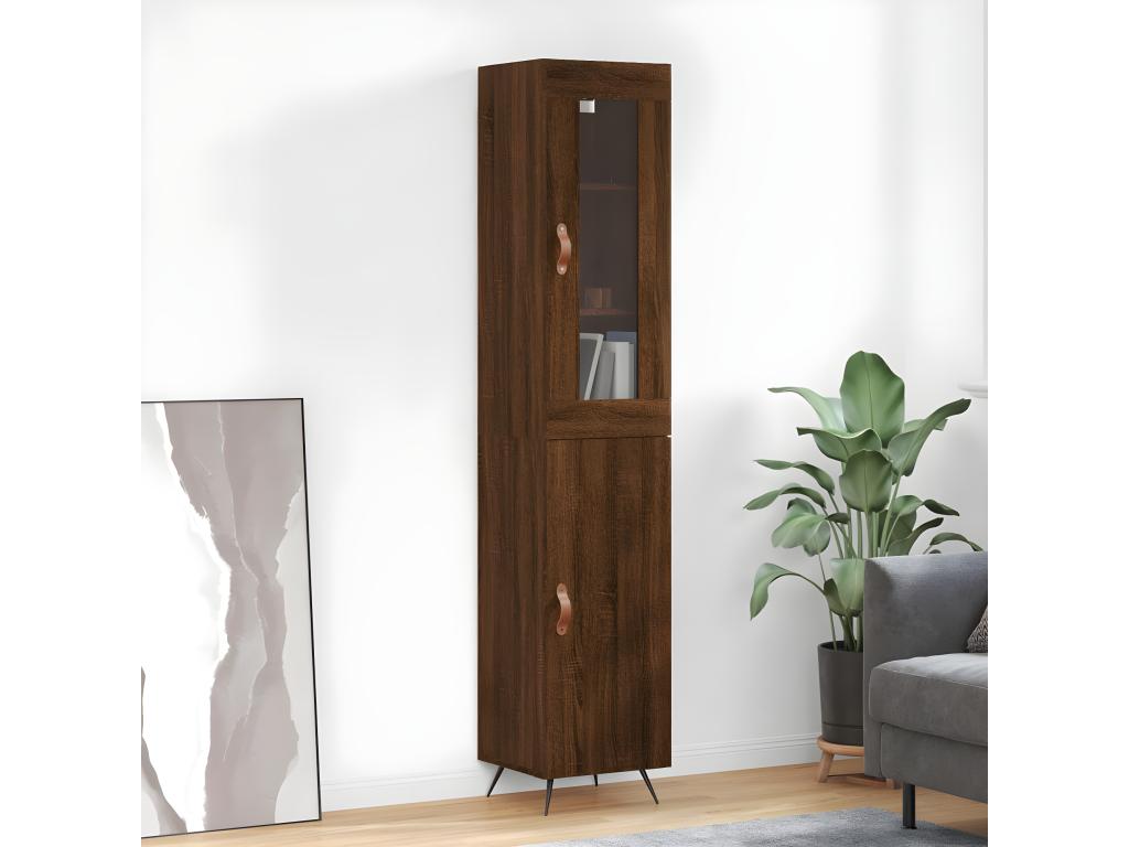 Buffet haut Chêne marron 34,5x34x180 cm Bois d'ingénierie