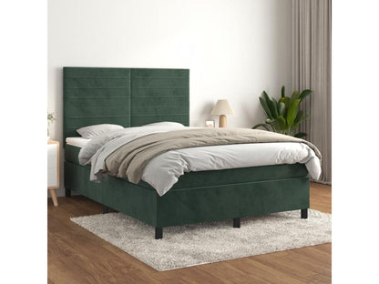 Lit à sommier tapissier et matelas Vert foncé 140x200cm Velours