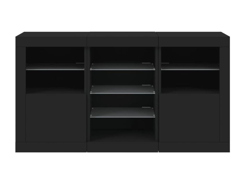 Buffet avec Doucezenères LED noir 123x37x67 cm