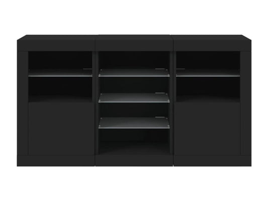 Buffet avec Doucezenères LED noir 123x37x67 cm