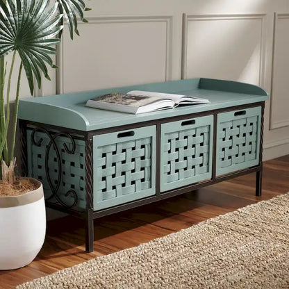 Banc de rangement SAFAVIEH Toshie en chêne miel - 42,5 x 15,5 x 20 pouces (109 x 41 x 51 cm) - 43 x 16 x 20 pouces (109 x 41 x 51 cm)