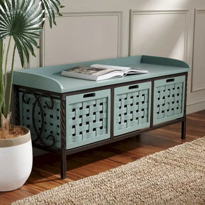 Banc de rangement SAFAVIEH Toshie en chêne miel - 42,5 x 15,5 x 20 pouces (109 x 41 x 51 cm) - 43 x 16 x 20 pouces (109 x 41 x 51 cm)