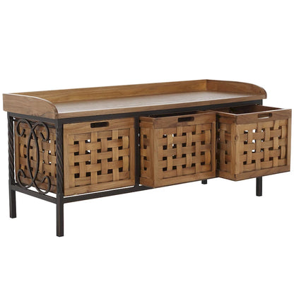 Banc de rangement SAFAVIEH Toshie en chêne miel - 42,5 x 15,5 x 20 pouces (109 x 41 x 51 cm) - 43 x 16 x 20 pouces (109 x 41 x 51 cm)