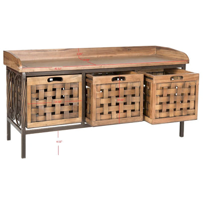 Banc de rangement SAFAVIEH Toshie en chêne miel - 42,5 x 15,5 x 20 pouces (109 x 41 x 51 cm) - 43 x 16 x 20 pouces (109 x 41 x 51 cm)