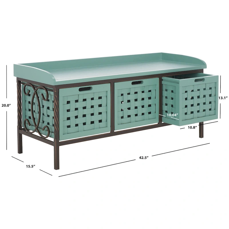 Banc de rangement SAFAVIEH Toshie en chêne miel - 42,5 x 15,5 x 20 pouces (109 x 41 x 51 cm) - 43 x 16 x 20 pouces (109 x 41 x 51 cm)