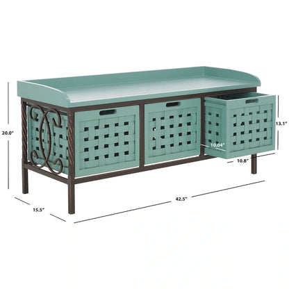 Banc de rangement SAFAVIEH Toshie en chêne miel - 42,5 x 15,5 x 20 pouces (109 x 41 x 51 cm) - 43 x 16 x 20 pouces (109 x 41 x 51 cm)