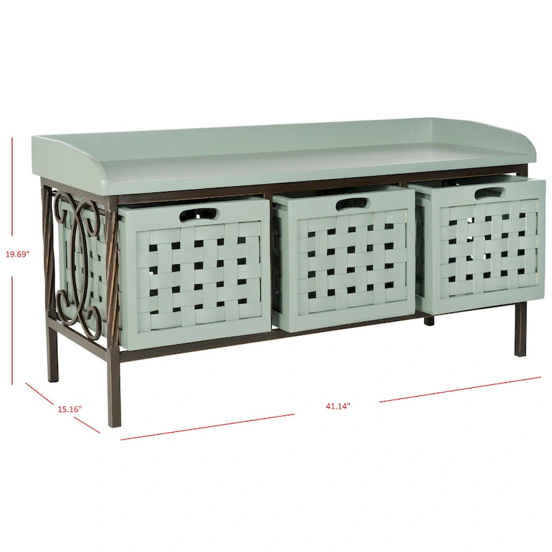 Banc de rangement SAFAVIEH Toshie en chêne miel - 42,5 x 15,5 x 20 pouces (109 x 41 x 51 cm) - 43 x 16 x 20 pouces (109 x 41 x 51 cm)