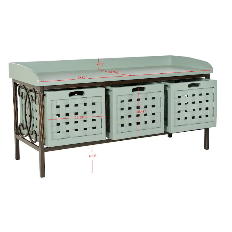 Banc de rangement SAFAVIEH Toshie en chêne miel - 42,5 x 15,5 x 20 pouces (109 x 41 x 51 cm) - 43 x 16 x 20 pouces (109 x 41 x 51 cm)