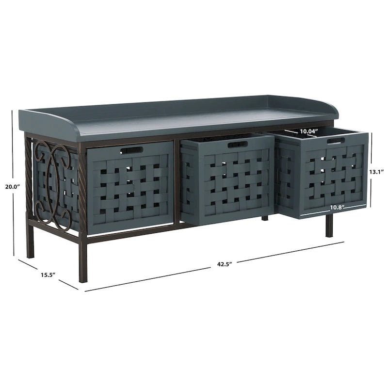 Banc de rangement SAFAVIEH Toshie en chêne miel - 42,5 x 15,5 x 20 pouces (109 x 41 x 51 cm) - 43 x 16 x 20 pouces (109 x 41 x 51 cm)