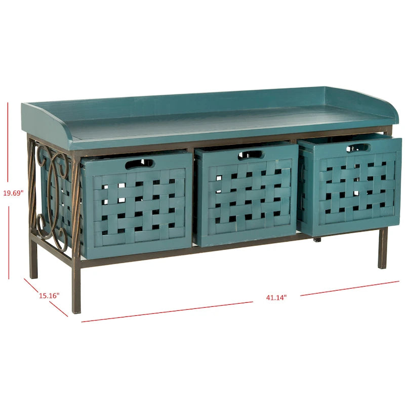 Banc de rangement SAFAVIEH Toshie en chêne miel - 42,5 x 15,5 x 20 pouces (109 x 41 x 51 cm) - 43 x 16 x 20 pouces (109 x 41 x 51 cm)