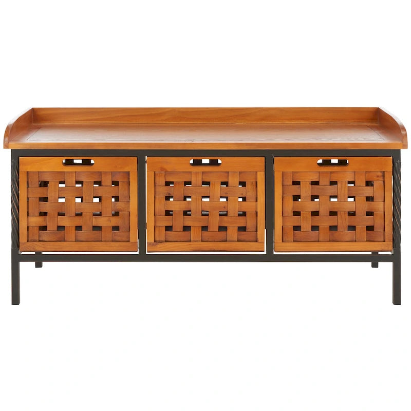 Banc de rangement SAFAVIEH Toshie en chêne miel - 42,5 x 15,5 x 20 pouces (109 x 41 x 51 cm) - 43 x 16 x 20 pouces (109 x 41 x 51 cm)