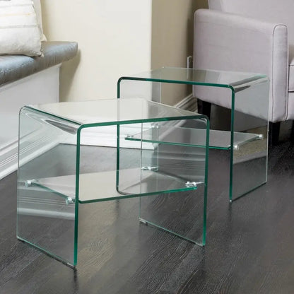 Tables d'appoint en verre transparent Ramona (lot de 2) par Christopher Knight Home