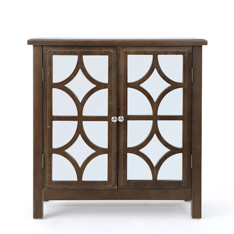 Meuble à double porte en bois de sapin Melora avec accents de miroir par Christopher Knight Home