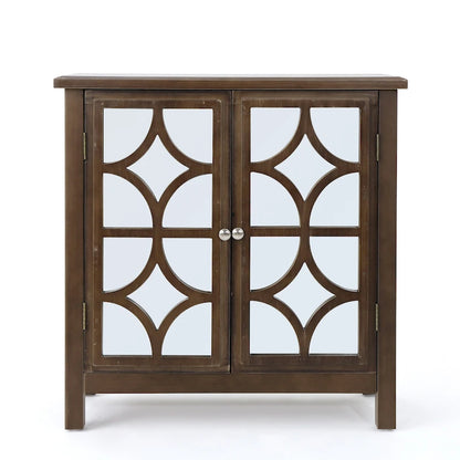 Meuble à double porte en bois de sapin Melora avec accents de miroir par Christopher Knight Home