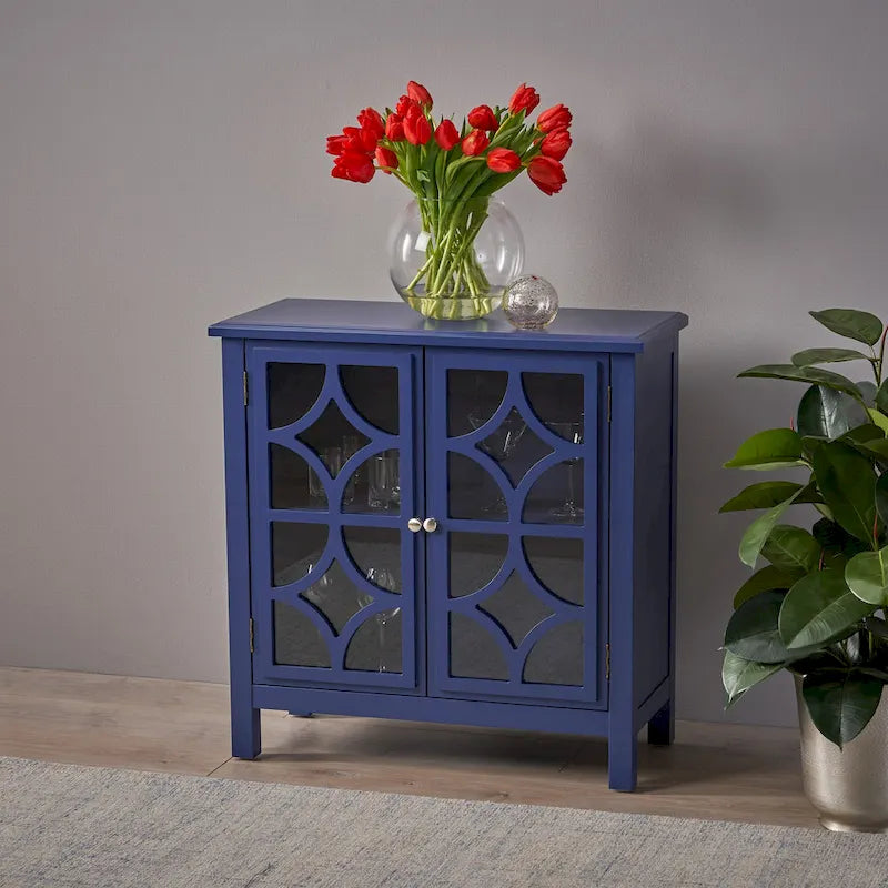 Meuble à double porte en bois de sapin Melora avec accents de miroir par Christopher Knight Home