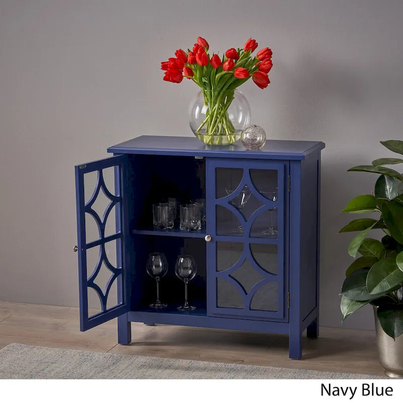 Meuble à double porte en bois de sapin Melora avec accents de miroir par Christopher Knight Home